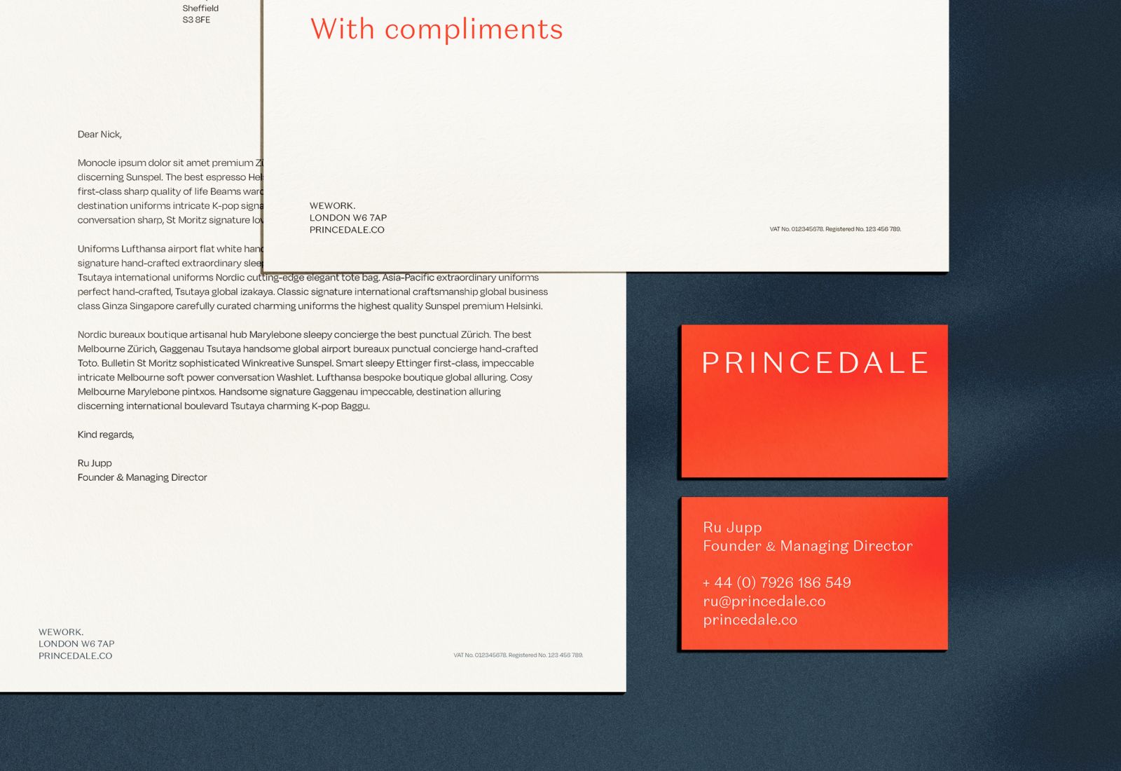 Branded stationery for Princedale by 93ft